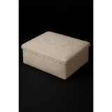 Teksev Nergis Kadife Dantelli Güpürlü Büyük Boy Hurç (60X40X20 Cm) Çeyizlik Nişan Düğün Gelin Bohçası - Vizon