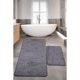 Teksev Nova Antrasit Büyük Ebat 80 x 150 + 50 x 80 cm 2'Li Banyo Halısı Paspas Seti Kaymaz Taban Klozet Takımı