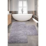 Teksev Nova Gri Büyük Ebat 80 x 150 + 50 x 80 cm 2'Li Banyo Halısı Paspas Seti Kaymaz Taban Klozet Takımı