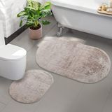 Teksev Rivora Vizon 2'li Banyo Halısı Paspası Seti Kaymaz Deri Tabanlı Makinede Yıkanabilir Klozet Takımı
