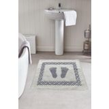 Teksev Soffy Doğal Pamuklu Gri & Krem Ayak Paspası Ayak Havlusu 50X70 cm Banyo Paspası