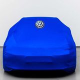 Teksin Volkswagen Beetle Clasic Kumaş Logolu Oto Branda - Penye Örtü Mavi