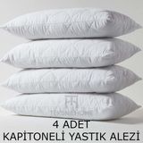 Teksnil Home | %100 Pamuk 4 Adet Kapitoneli Yastık Alezi Koruyucu | Koruyucu Yastık Kılıfı | 50 x 70 | - 50 x 70 cm - Beyaz