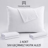 Teksnil Home | %100 Pamuk Sıvı Geçirmez 2’li Yastık Alezi Koruyucu | Koruyucu Yastık Kılıfı | 50 x 70 | - 50 x 70 cm - Ekru