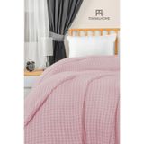 TeksNil Home | %100 Pamuk Waffle Desen Tek Kişilik PembePike | Yatak Örtüsü | 160x230 | Çok Amaçlı Örtü