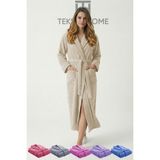 Teksnil Home | %100 Pamuklu Unisex Bornoz Şalyaka Cepli Büyük Beden Erkek Kadın Açık Kahve 4xl Bornoz