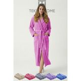 Teksnil Home | %100 Pamuklu Unisex Bornoz Şalyaka Cepli Büyük Beden Erkek Kadın Gül Kurusu 3xl Bornoz - Gülkurusu