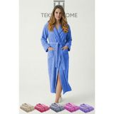 Teksnil Home | %100 Pamuklu Unisex Bornoz Şalyaka Cepli Büyük Beden Erkek Kadın Mavi 4xl Bornoz