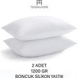 Teksnil Home | 2 Adet Boncuk Silikon Yastık | 1200 Gram | Antialerjik | 50 x 70 cm | Premıum Yastık - 50 x 70 cm - Beyaz
