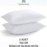Teksnil Home | 2 Adet Boncuk Silikon Yastık | 700 Gram | Antialerjik | 50X70 cm | Ekonomik Yastık - 50 x 70 cm - Ekru
