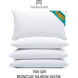 Teksnil Home | 4 Adet Boncuk Silikon Yastık | 700 Gram | Antialerjik | 50X70 cm | Ekonomik Yastık - 50 x 70 cm - Beyaz