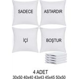Teksnil Home | 4 Adet Fermuarlı Kırlent Iç Astarı 5 Ebat Kırlent Içi Yastık Kılıf Astar Milt 43X43 - 43 x 43 cm - Beyaz