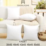 Teksnil Home | 4 Adet Kırlent Iç Yasıtk | Boncuk Silikon | 5 Ebat | Premıum | Koltuk Dekor Yastığı 45x45 - 45 x 45 cm - Beyaz