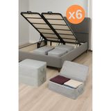 Teksnil Home | 6 Adet Büyük Boy Gri Yatak Baza Altı Çok Amaçlı Hurç 64 x 45 x 22 cm