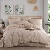 Teksnil Home | Bej Natural Stripe Çift Kişilik Saten Nevresim Takımı - 220 x 240 cm