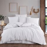 Teksnil Home | Beyaz Natural Stripe Çift Kişilik Saten Nevresim Takımı - 220 x 240 cm