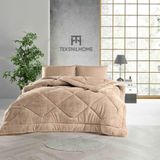 Teksnil Home Çift Kişilik Çift Taraflı Bej Welsoft Yorgan 195 x 215 Zigzak - Damla - Baklava Desen - 195 x 215 cm