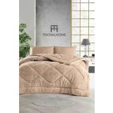 TeksNil Home Çift Kişilik | Çift Taraflı Bej Welsoft Yorgan | 195 x 215 | Zigzak - Damla - Baklava Desen