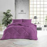 Teksnil Home Çift Kişilik Çift Taraflı Mürdüm Welsoft Yorgan 195 x 215 Zigzak - Damla - Baklava Desen - 195 x 215 cm