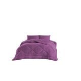 TeksNil Home Çift Kişilik Çift Taraflı Mürdüm Welsoft Yorgan 195 X 215 Zigzak - Damla - Baklava Desen