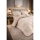 Teksnil Home Çift Kişilik Yorgan Seti Bej Yıldız Desenli Welsoft,anti Alerjik,çift Taraflı (Yorgan + 2 Yastık Kılıfı) - 195 x 215 cm
