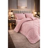 Teksnil Home Çift Kişilik Yorgan Seti Pudra Yıldız Desenli Welsoft,anti Alerjik,çift Taraflı (Yorgan + 2 Yastık Kılıfı) - 195 x 215 cm - 07-Pembe