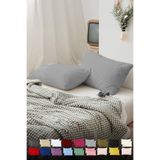 TeksNil Home Düz Pamuklu 2’li Açık Gri Yastık Kılıfı 50 X 70 Cm Kapaklı