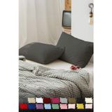 Teksnil Home | Düz Pamuklu 2’Li Antrasit Yastık Kılıfı | 50 X 70 Cm Kapaklı | - Gri