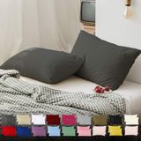 TeksNil Home Düz Pamuklu 2’li Antrasit Yastık Kılıfı 50 X 70 Cm Kapaklı