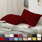 Teksnil Home | Düz Pamuklu 2’li Bordo Yastık Kılıfı | 50 x 70 cm Kapaklı | - 50 x 70