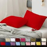 Teksnil Home | Düz Pamuklu 2’li Kırmızı Yastık Kılıfı | 50 x 70 cm Kapaklı | - 50 x 70
