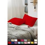 TeksNil Home Düz Pamuklu 2’li Kırmızı Yastık Kılıfı 50 X 70 Cm Kapaklı