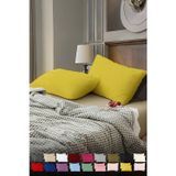 TeksNil Home Düz Pamuklu 2’li Sarı Yastık Kılıfı 50 X 70 Cm Kapaklı