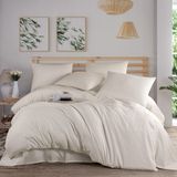 Teksnil Home | Krem Natural Stripe Çift Kişilik Saten Nevresim Takımı - 220 x 240 cm