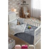 TeksNil Home Pamuklu Welsoft Bebek Yorganı 95x145 cm Gri Yumuşak Çift Taraflı Bebek Yorgan