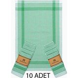 Teksnil Home Pamuklu Yeşil Renkli Pötikareli 10 Adet Kurulama Bezi,beslenme Örtüsü,servis Peçetesi 40X60