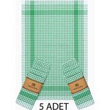 Teksnil Home Pamuklu Yeşil Renkli Pötikareli 5 Adet Kurulama Bezi,beslenme Örtüsü,servis Peçetesi 40X60