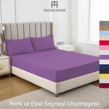 Teksnil Home Ranforce Fitted 120x200 cm Pamuklu Lila Tek Kişilik Lastikli Çarşaf