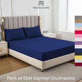 Teksnil Home | Ranforce | Pamuklu Çift Kişilik Lacivert Lastikli Çarşaf | 14 Renk | Fıtted | 140X200