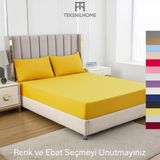 Teksnil Home | Ranforce | Pamuklu Çift Kişilik Sarı Lastikli Çarşaf | 14 Renk | Fıtted | 160X200