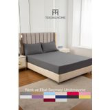TeksNil Home | Ranforce | Pamuklu Tek / Çift Kişilik Antrasit Lastikli Çarşaf | 14 Renk | Fıtted |