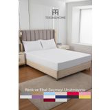 TeksNil Home | Ranforce | Pamuklu Tek / Çift Kişilik Beyaz Lastikli Çarşaf | 14 Renk | Fıtted |