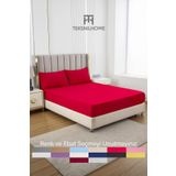 TeksNil Home | Ranforce | Pamuklu Tek / Çift Kişilik Kırmızı Lastikli Çarşaf | 14 Renk | Fıtted |