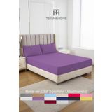 TeksNil Home | Ranforce | Pamuklu Tek / Çift Kişilik Mor Lastikli Çarşaf | 14 Renk | Fıtted |