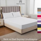 Teksnil Home | Ranforce | Pamuklu Tek Kişilik Beyaz Lastikli Çarşaf | 14 Renk | Fıtted | 90X190