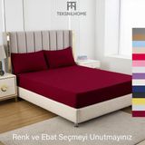 Teksnil Home | Ranforce | Pamuklu Tek Kişilik Bordo Lastikli Çarşaf | 14 Renk | Fıtted | 100X200