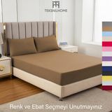 Teksnil Home | Ranforce | Pamuklu Tek Kişilik Kahverengi Lastikli Çarşaf | 14 Renk | Fıtted | 100X200
