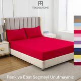 Teksnil Home | Ranforce | Pamuklu Tek Kişilik Kırmızı Lastikli Çarşaf | 14 Renk | Fıtted | 120X200