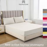 Teksnil Home | Ranforce | Pamuklu Tek Kişilik Krem Lastikli Çarşaf | 14 Renk | Fıtted | 100X200