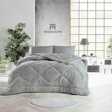 Teksnil Home Tek Kişilik Çift Taraflı Gri Welsoft Yorgan 155 x 215 Zigzak - Damla - Baklava Desen - 155 x 215 cm